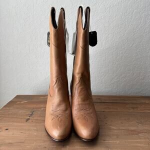 Women's Dan Post Natural Tan Leather Western Boots Size 8 NEW